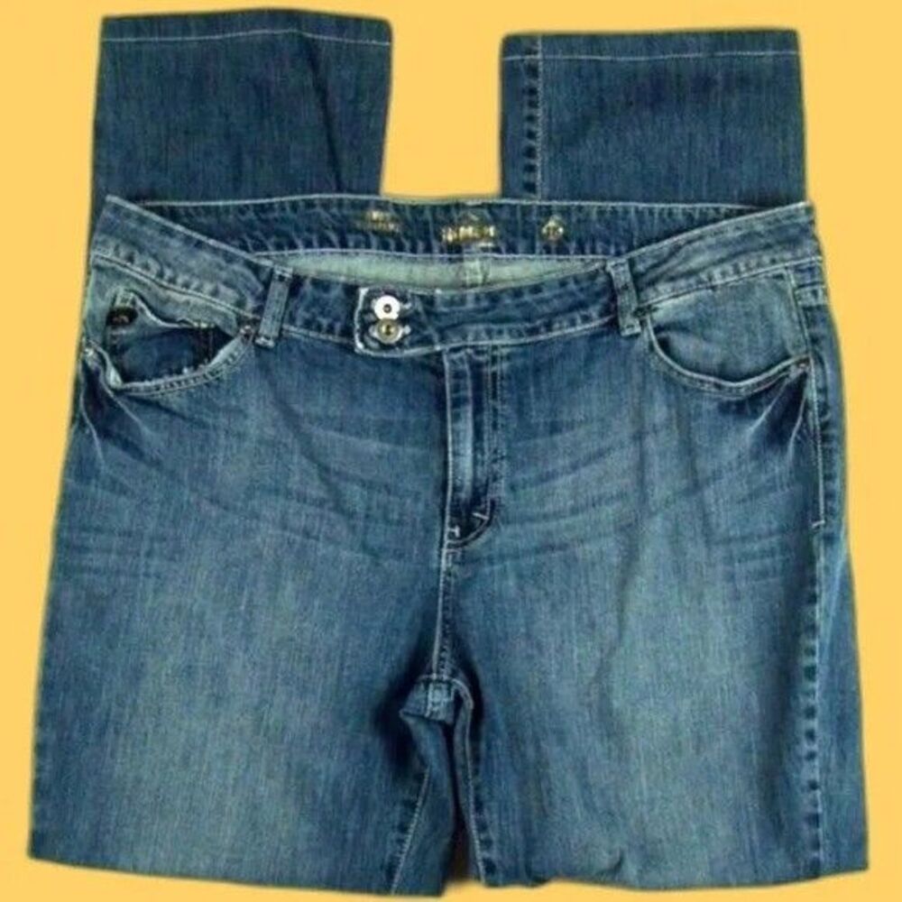 Jordache Premium Women's Size 16 Bootcut Jeans Medium Wash Cotton Blend Embellis